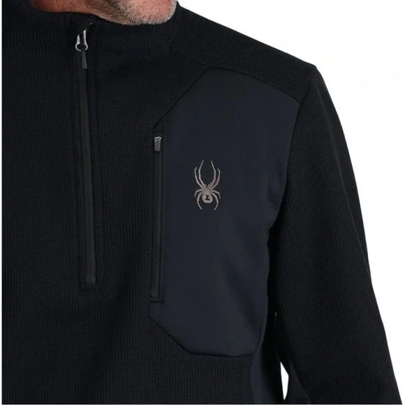SPYDER Bandit Half Zip Fleece Sweater Jacket Black Pullover Outdoor Activewear - Picture 5 of 13